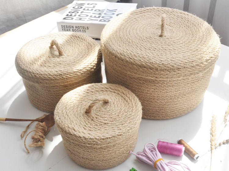 Linen Table Top Storage Basket