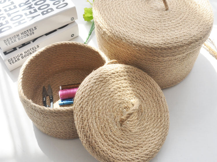 Linen Table Top Storage Basket