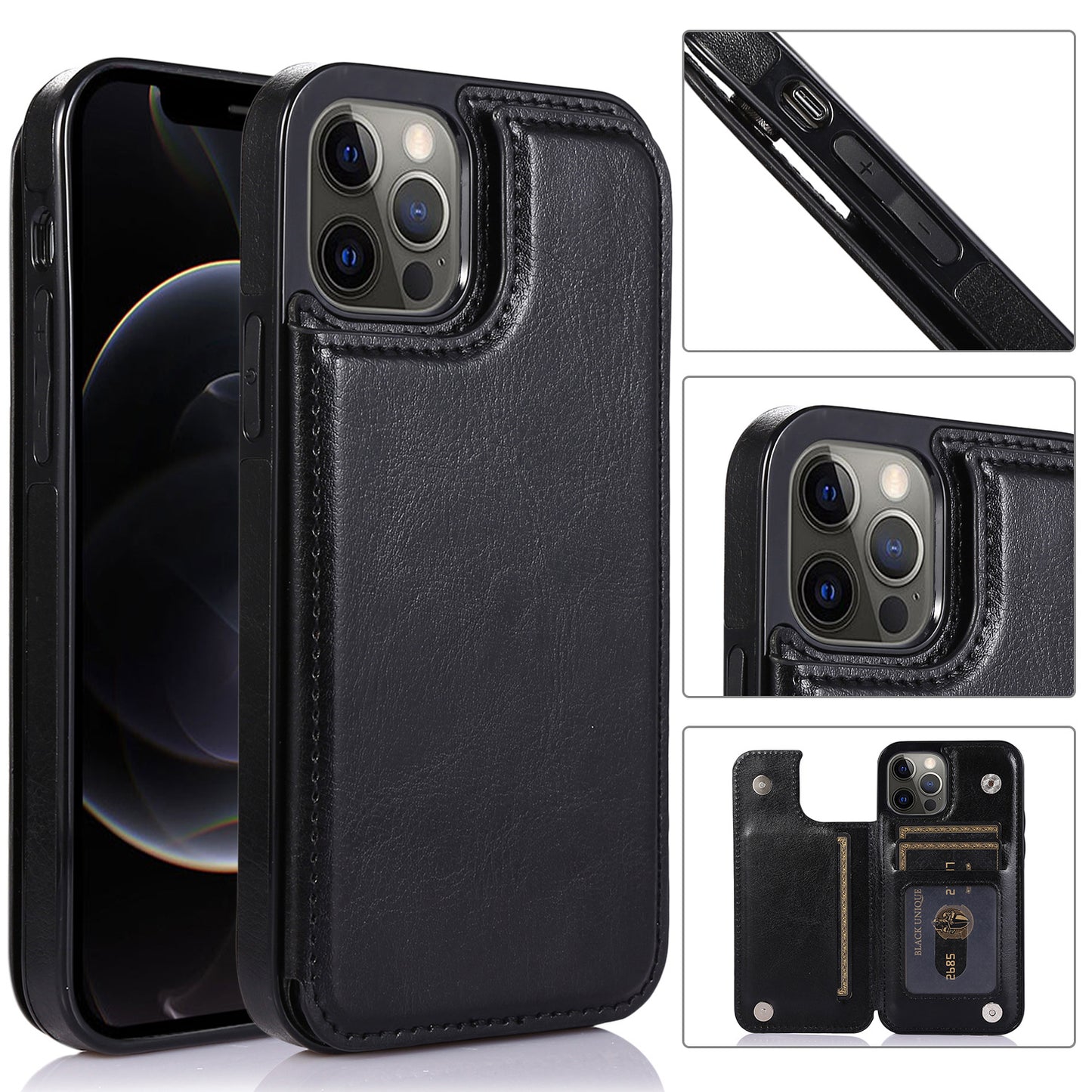 Premium TPU Leather iPhone Case with Hidden Wallet