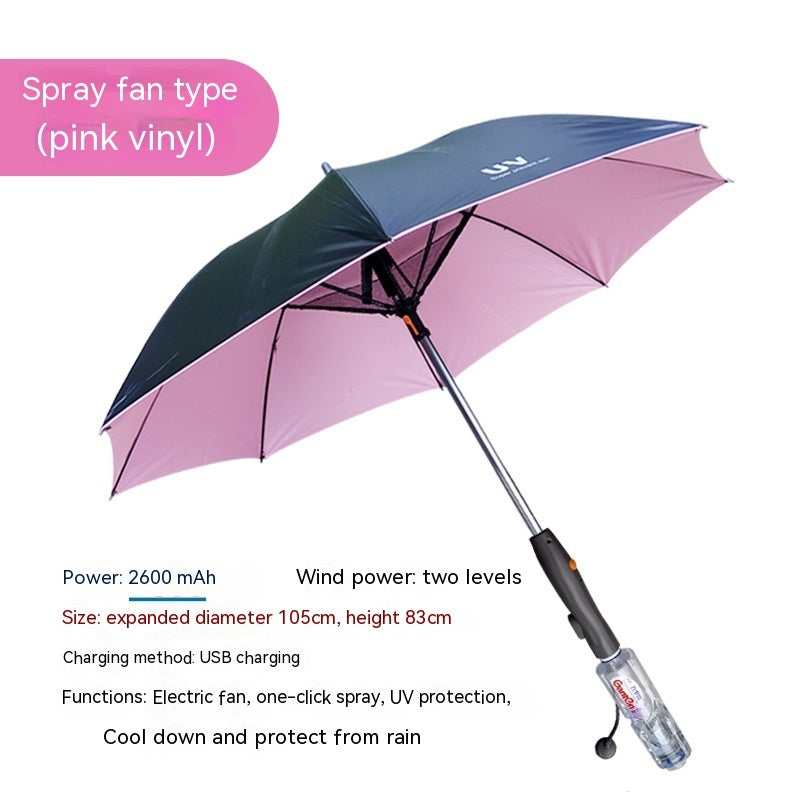 Cooling Spray Sun Umbrella With Fan And Sprinkler