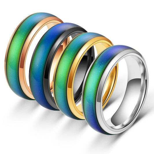 Temperature Sensitive Color Changing Wedding Band Mood Ring