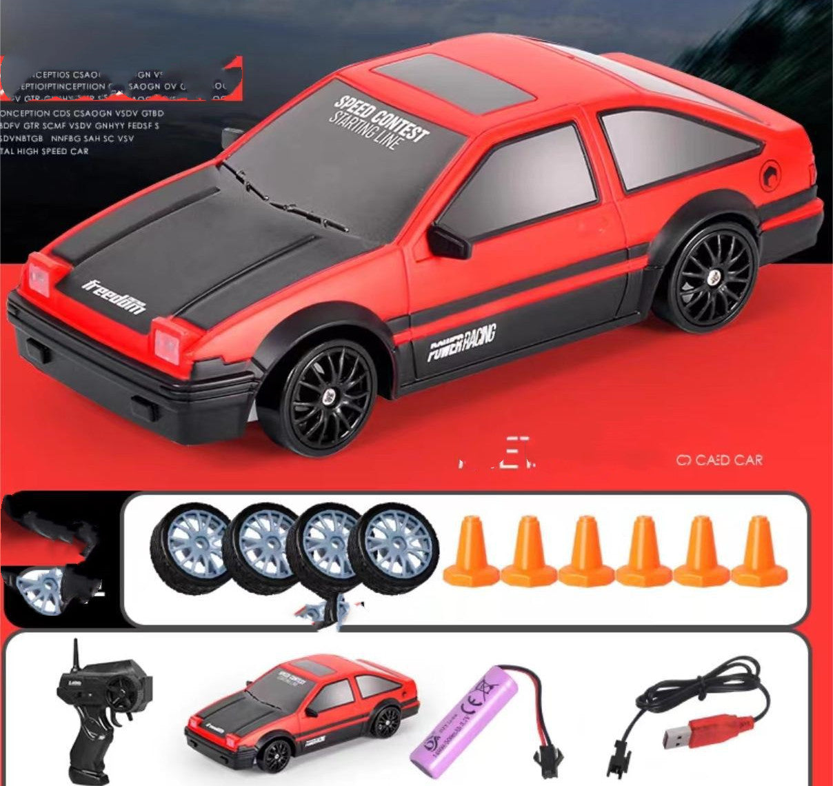 2.4G Drift RC Car - 4WD Remote Control GTR Model AE86