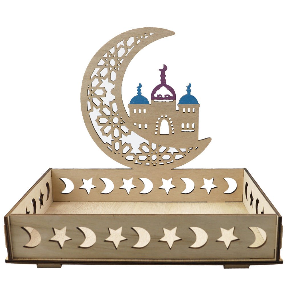 Wooden Ornament Eid Al Fitr Table Decoration Tray