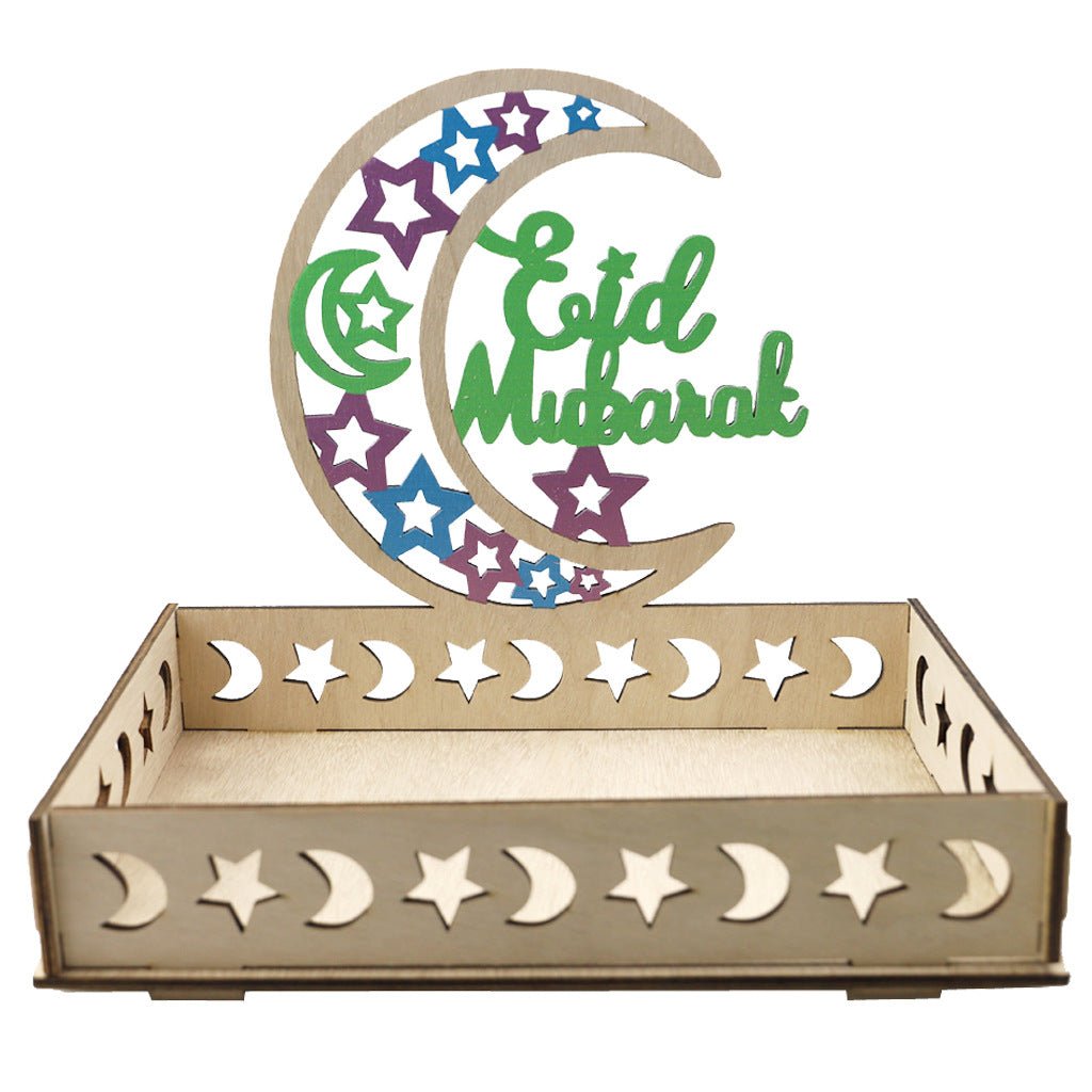 Wooden Ornament Eid Al Fitr Table Decoration Tray